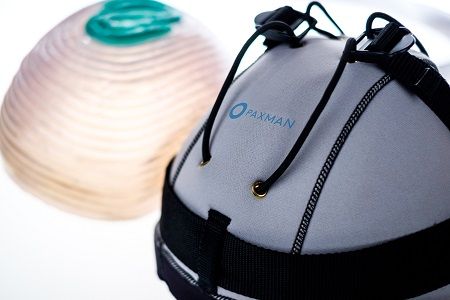 Detalle del gorro hipotérmico usado antes de la quimioterapia