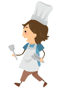 Niño en la cocina con delantal
